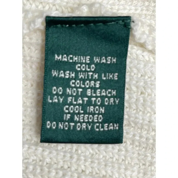 Lauren Ralph Lauren Cotton Shawl Collar Knit Sweater Cardigan size PM White - Picture 9 of 10